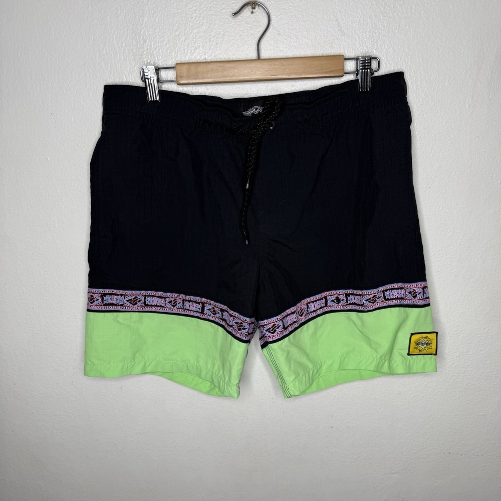 Billabong Skeggs OG Board Shorts Green Retro Drawstring Beach Men's Medium